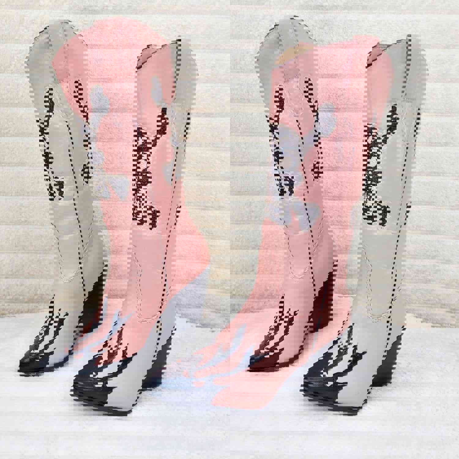 Ghost Rider Embroidered Skull & Bones Vegan Leather Cowboy Boots