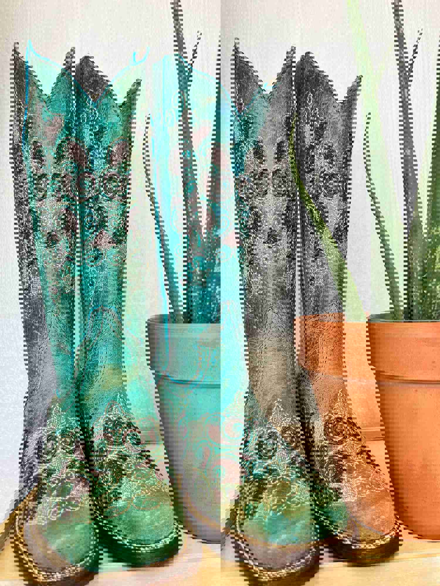 Woman’s Turquoise Western Boots - Square Toe