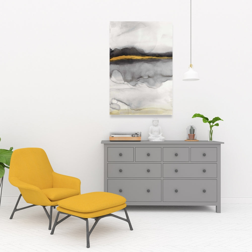 Gold Stripe Abstract Fine Art Gallery Wrapped Canvas 16x48