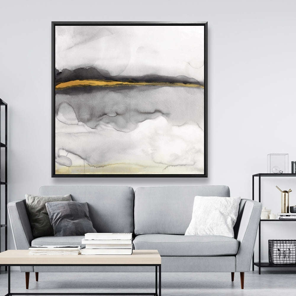 Gold Stripe Abstract Fine Art Gallery Wrapped Canvas 16x48
