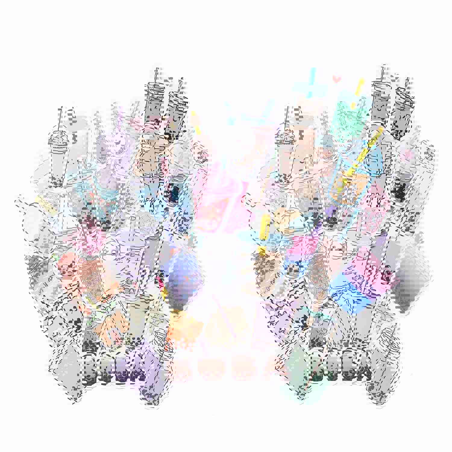 Craspire Colorful Bubble Tea Pearl Milk Tea Stickers - Waterproof Vinyl Decals for Bottles, Laptops, Phones, Skateboards (50pcs/bag)