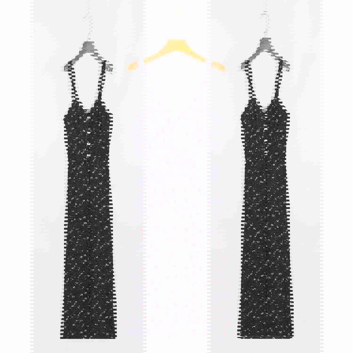 Fashion Floral Midi Dress - Vintage Style Polyester Dress