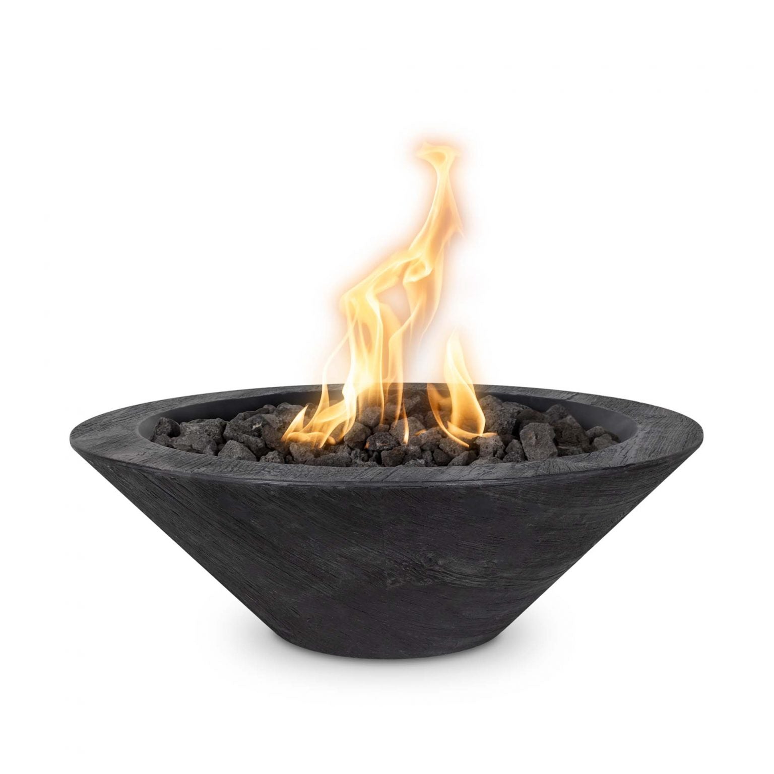 The Outdoor Plus Cazo Round Fire Bowl in Wood Grain with Free Cover
