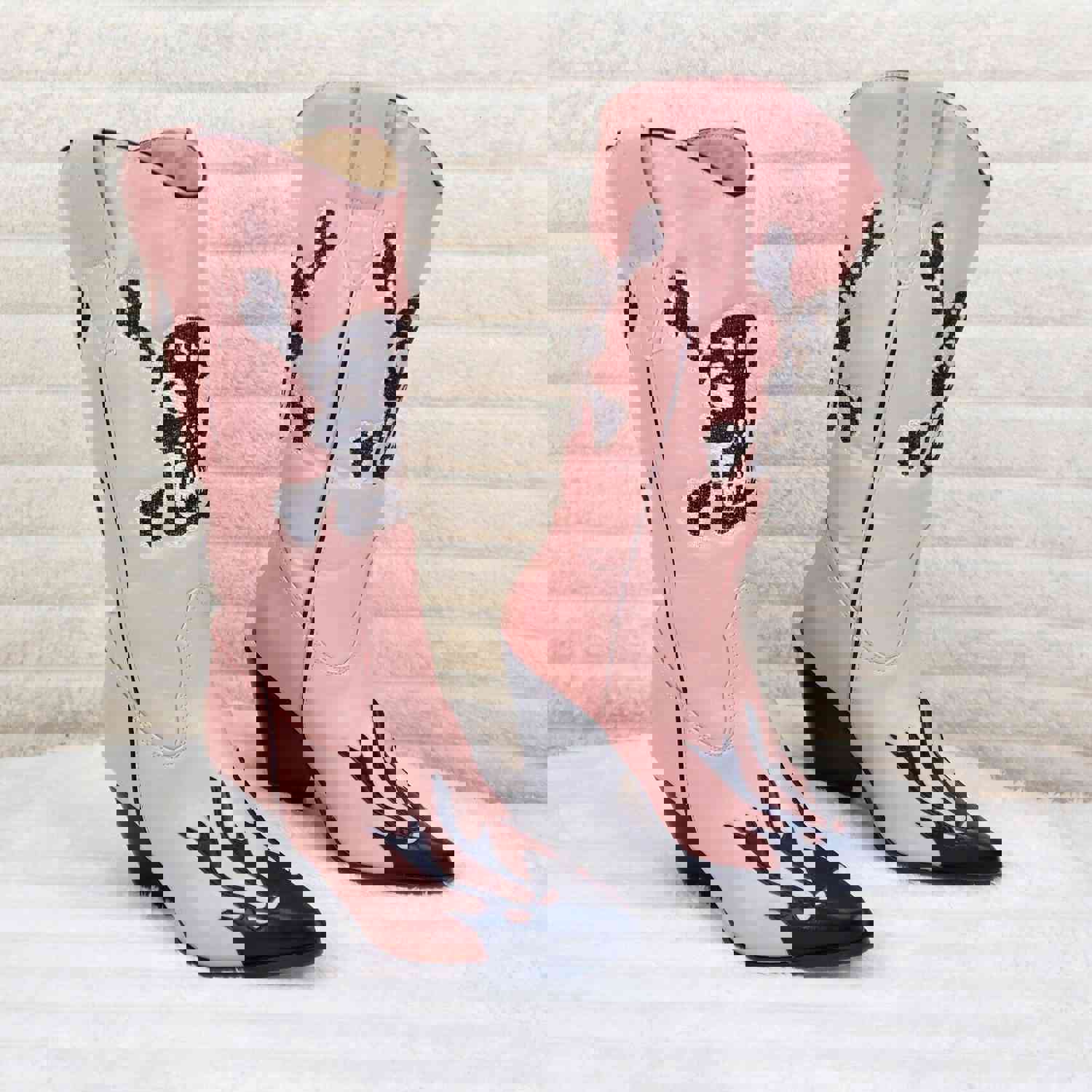 Ghost Rider Embroidered Skull & Bones Vegan Leather Cowboy Boots