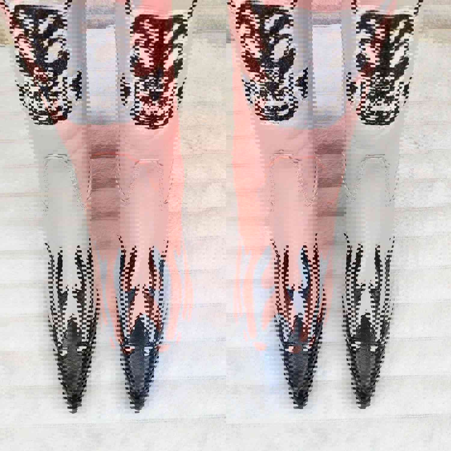 Ghost Rider Embroidered Skull & Bones Vegan Leather Cowboy Boots