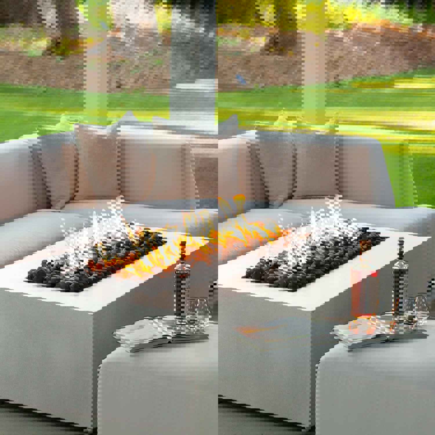 Starfire Designs Gravity 72 x 38 Rectangle Concrete Gas Fire Pit