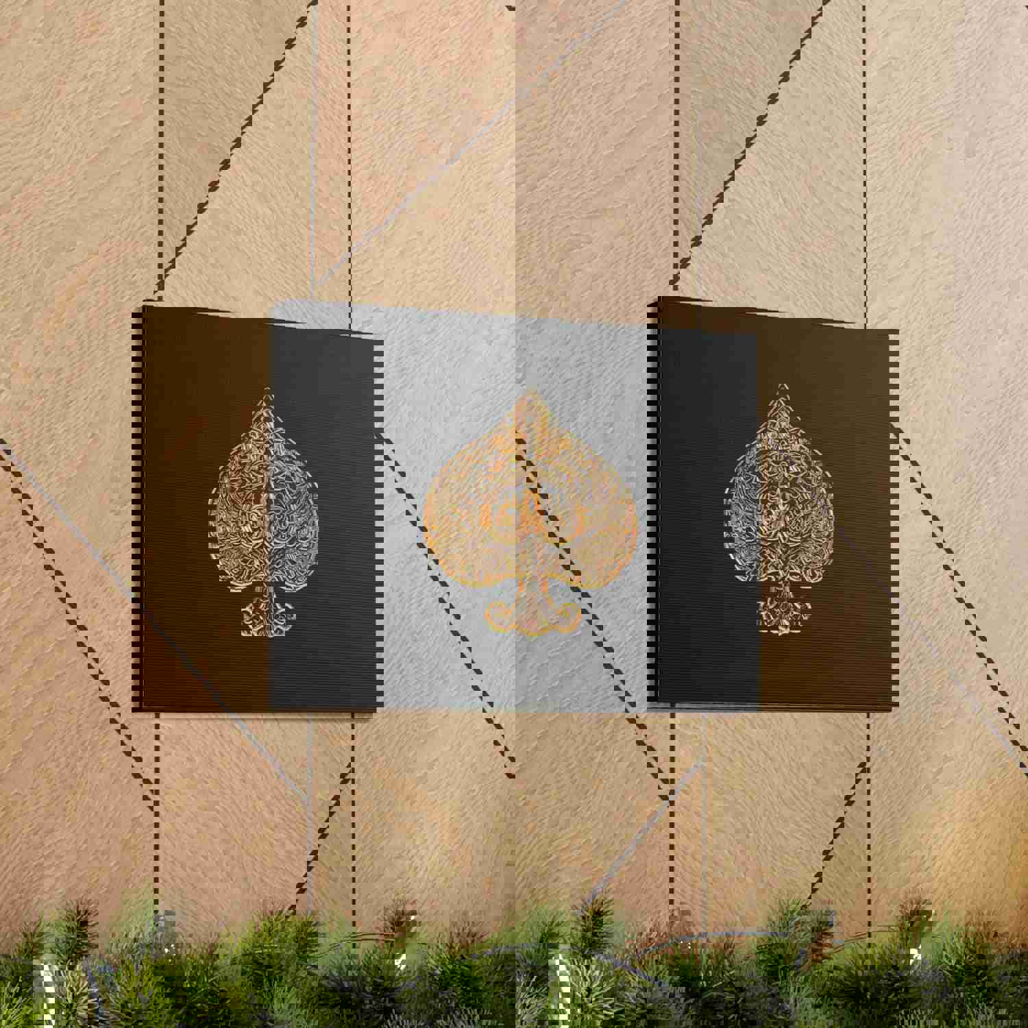 3D Gold Spades Playing Card Canvas Wall Art - Ready-to-Hang Home Decor