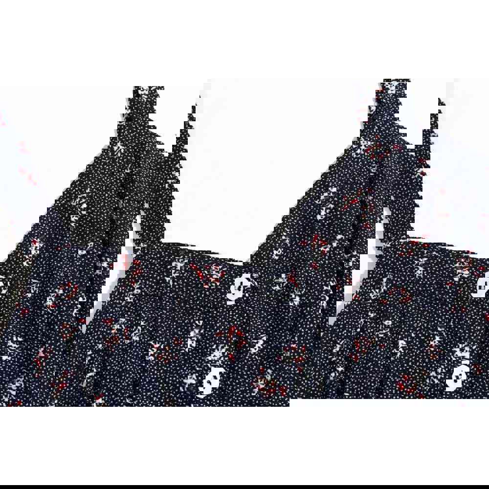 Fashion Floral Midi Dress - Vintage Style Polyester Dress