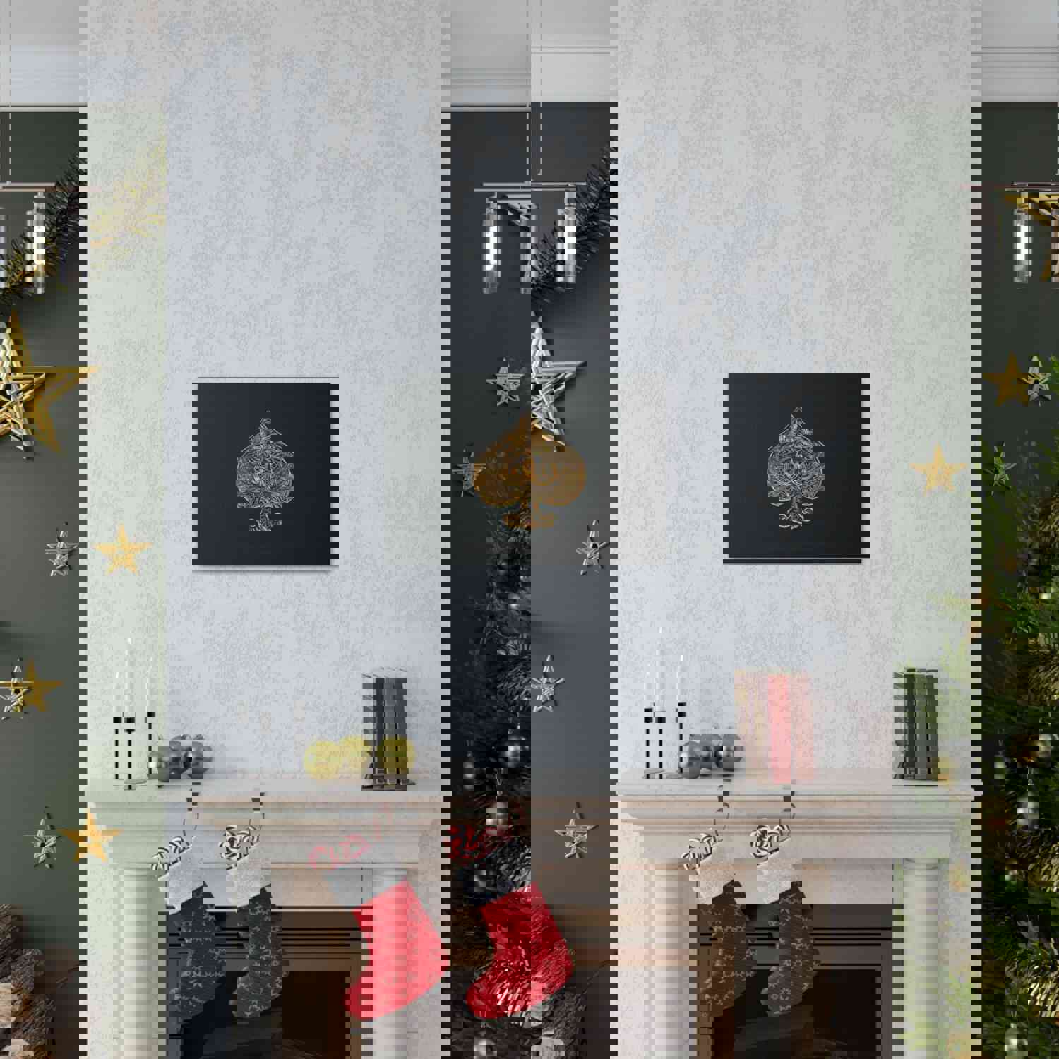 3D Gold Spades Playing Card Canvas Wall Art - Ready-to-Hang Home Decor