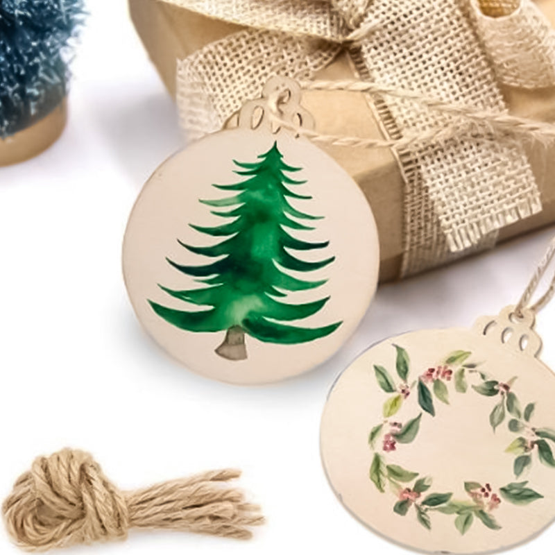 DIY Christmas Wooden Hanging Decorations (30 pcs) - Rustic Craft Ornaments