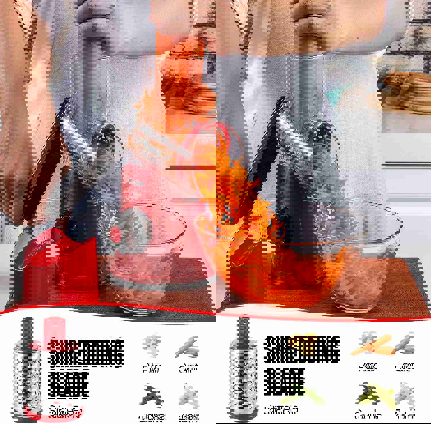 Rotary Cheese Grater with 2 Drum Blades - Safe & Fast Kitchen Grater for Cheese, Fruits, Vegetables, Nuts