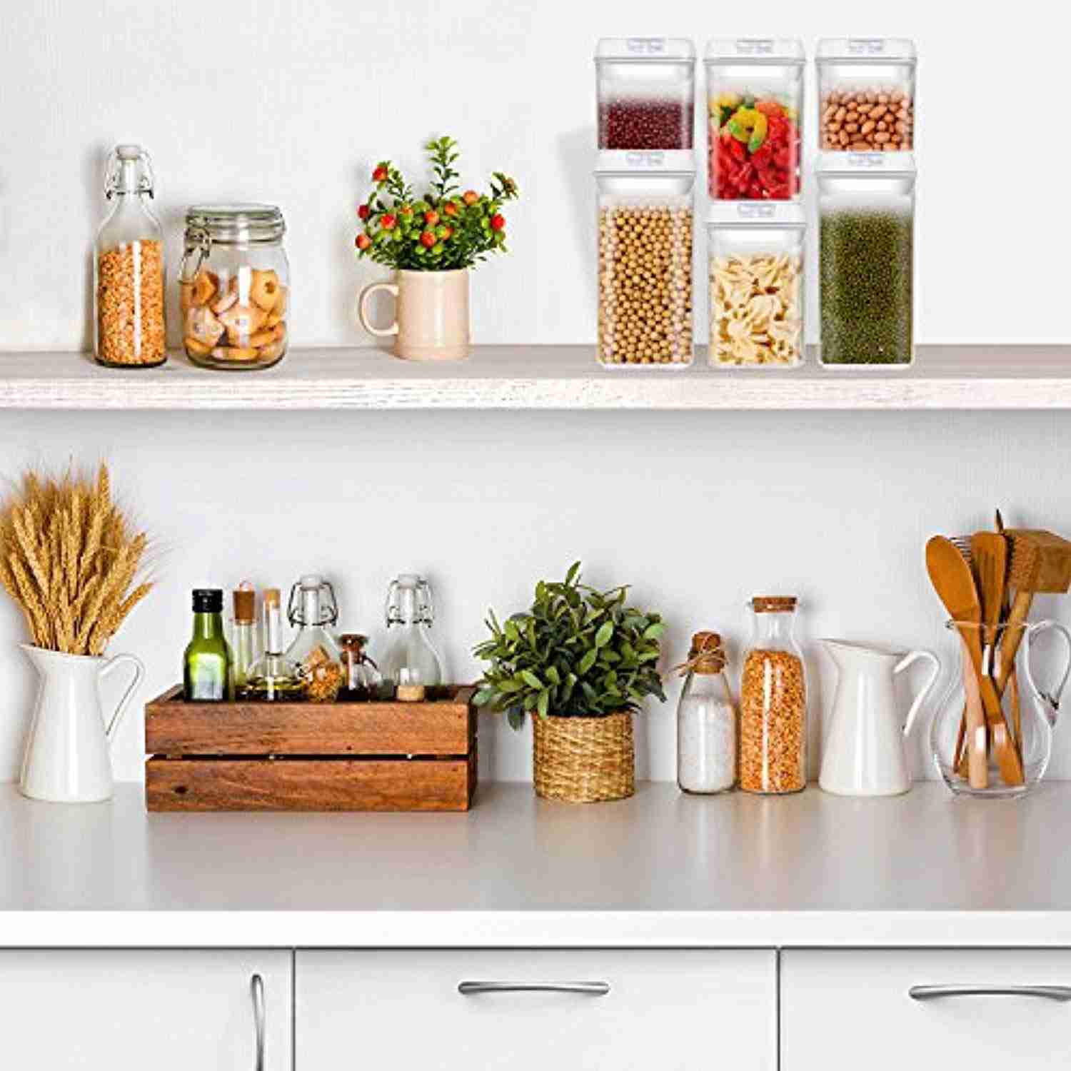 U-miss Airtight Food Storage Container Set - BPA Free Plastic with White Lids