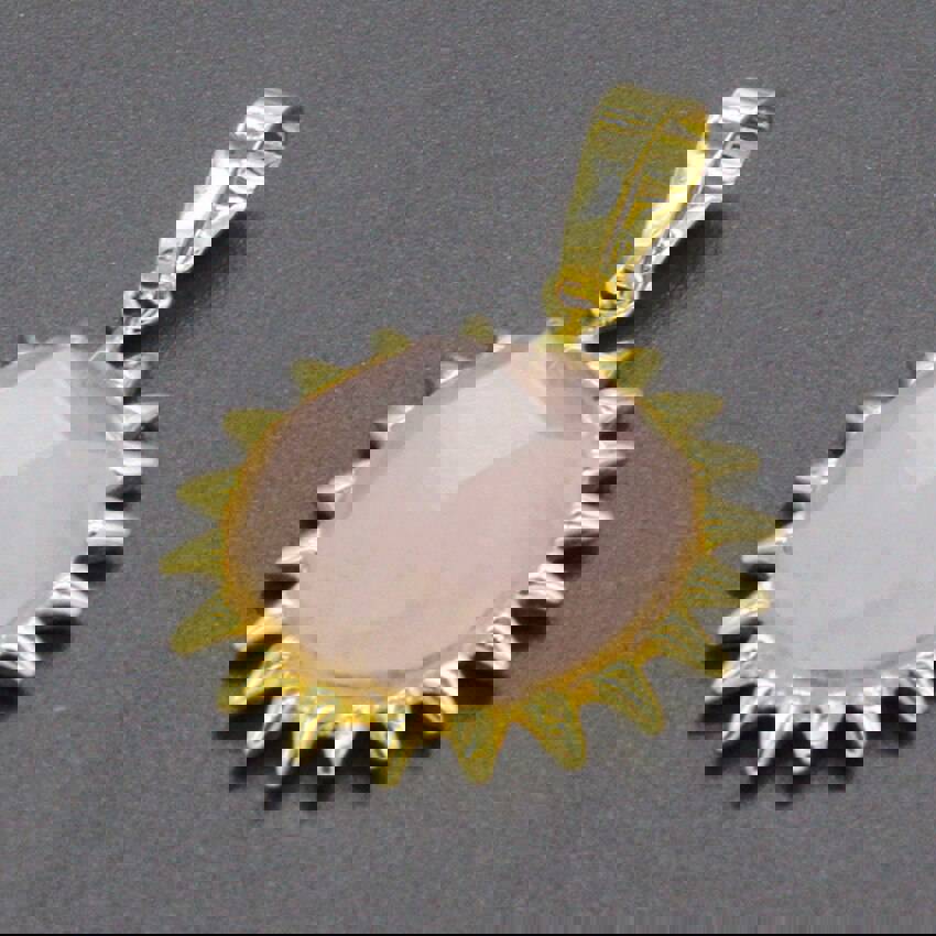 Natural Gnergy Gemstone Light Yellow Gold Sun Flower Rose Pink Quartz Pendant for Women