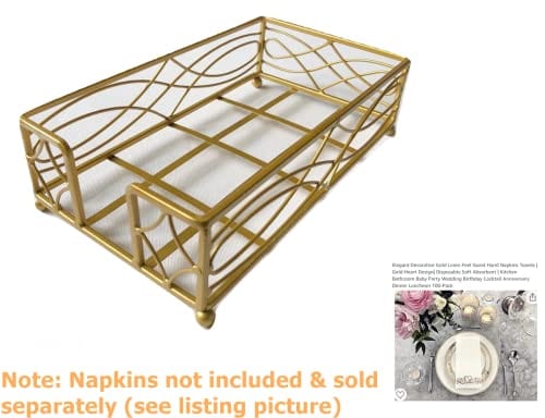Chez JuJu Gold Elegant Sturdy Guest Napkin Holder | Disposable Paper Hand Towel Storage Tray Caddy