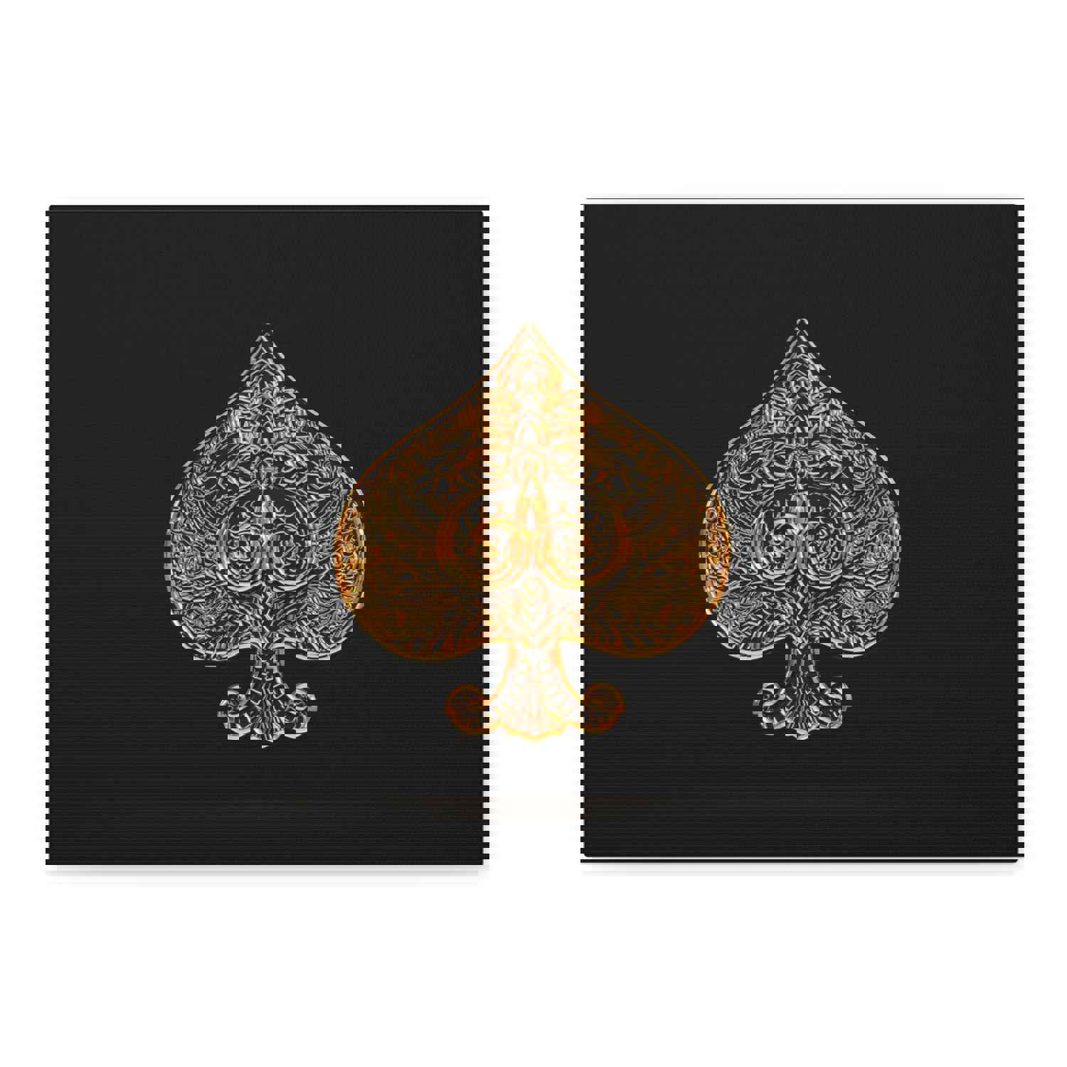 3D Gold Spades Playing Card Canvas Wall Art - Ready-to-Hang Home Decor