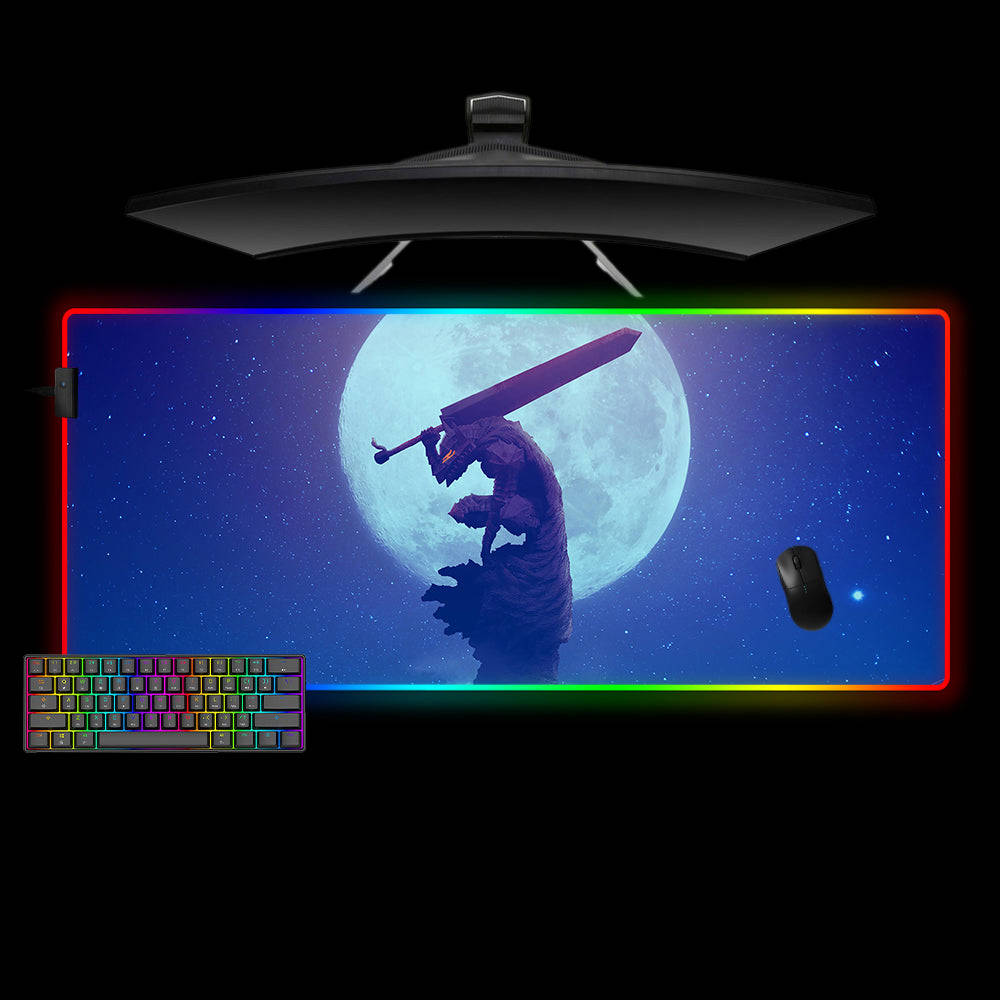 Guts Moon Design RGB Gaming Mouse Pad with LED Lighting - M-XXL Size