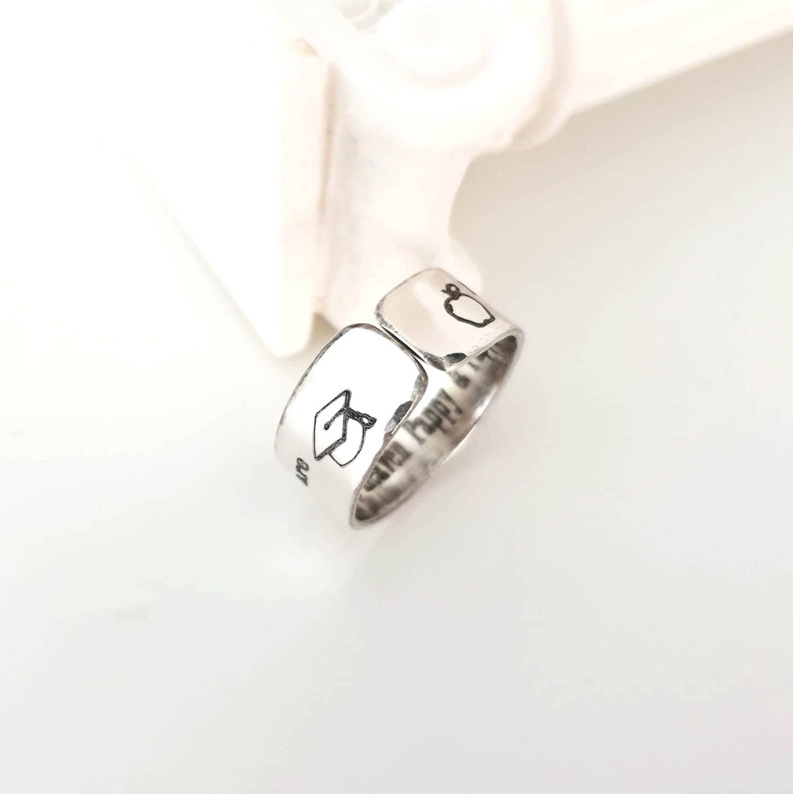 Personalized Sterling Silver Graduation Ring - Engravable University or College Gift