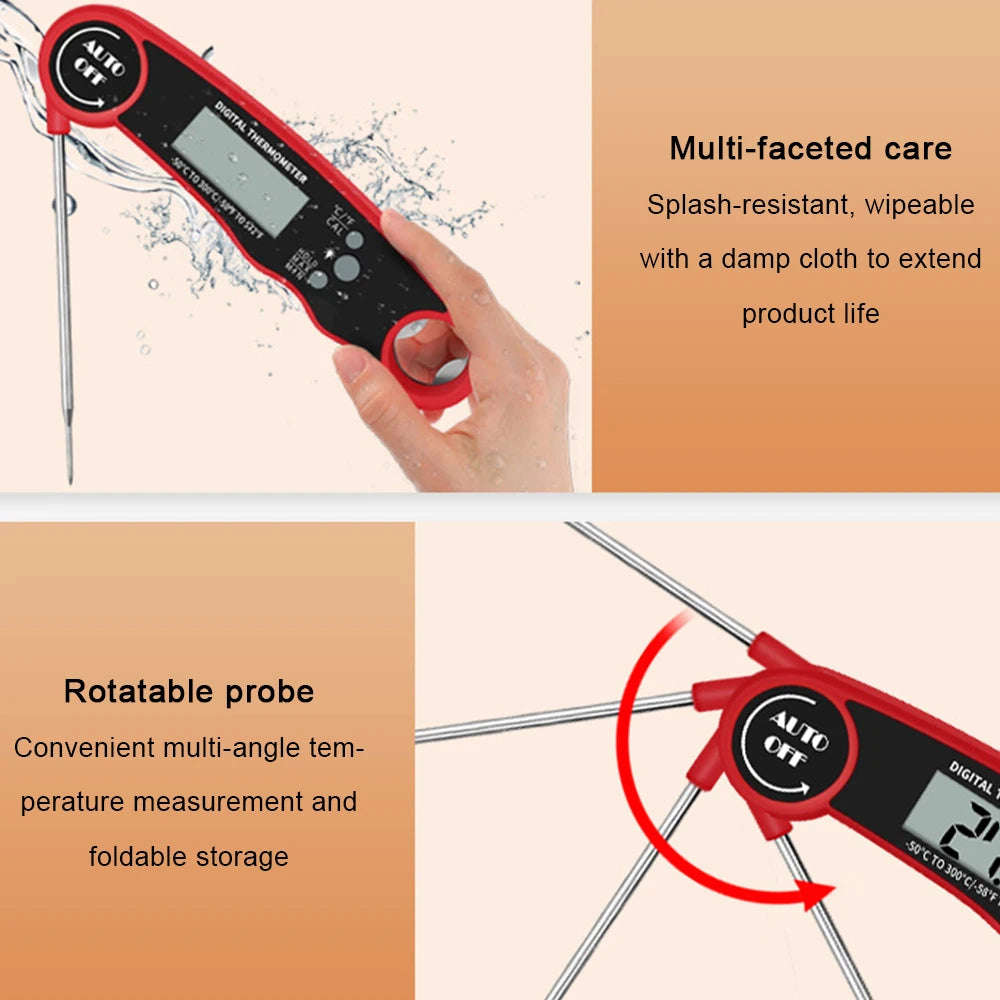 Portable Collapsible Digital Food Thermometer for Meat, Water, Milk, Cooking, BBQ, and Oven