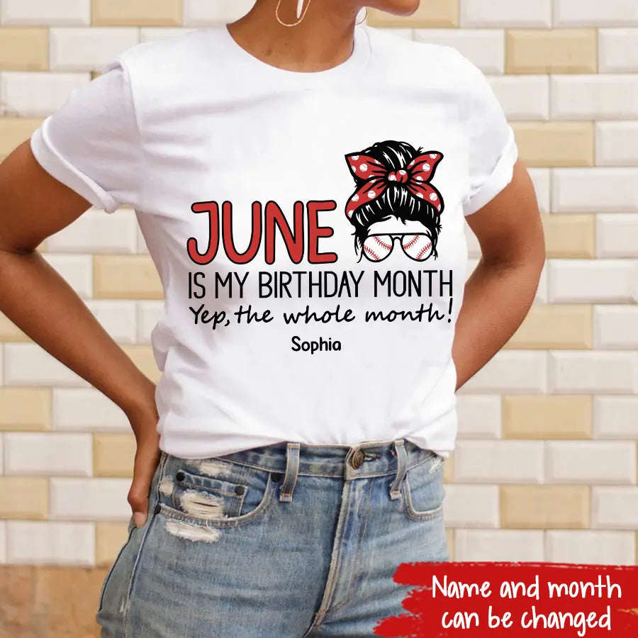 June Birthday Shirt - Custom Birthday Gift for Women, Baseball Lovers
