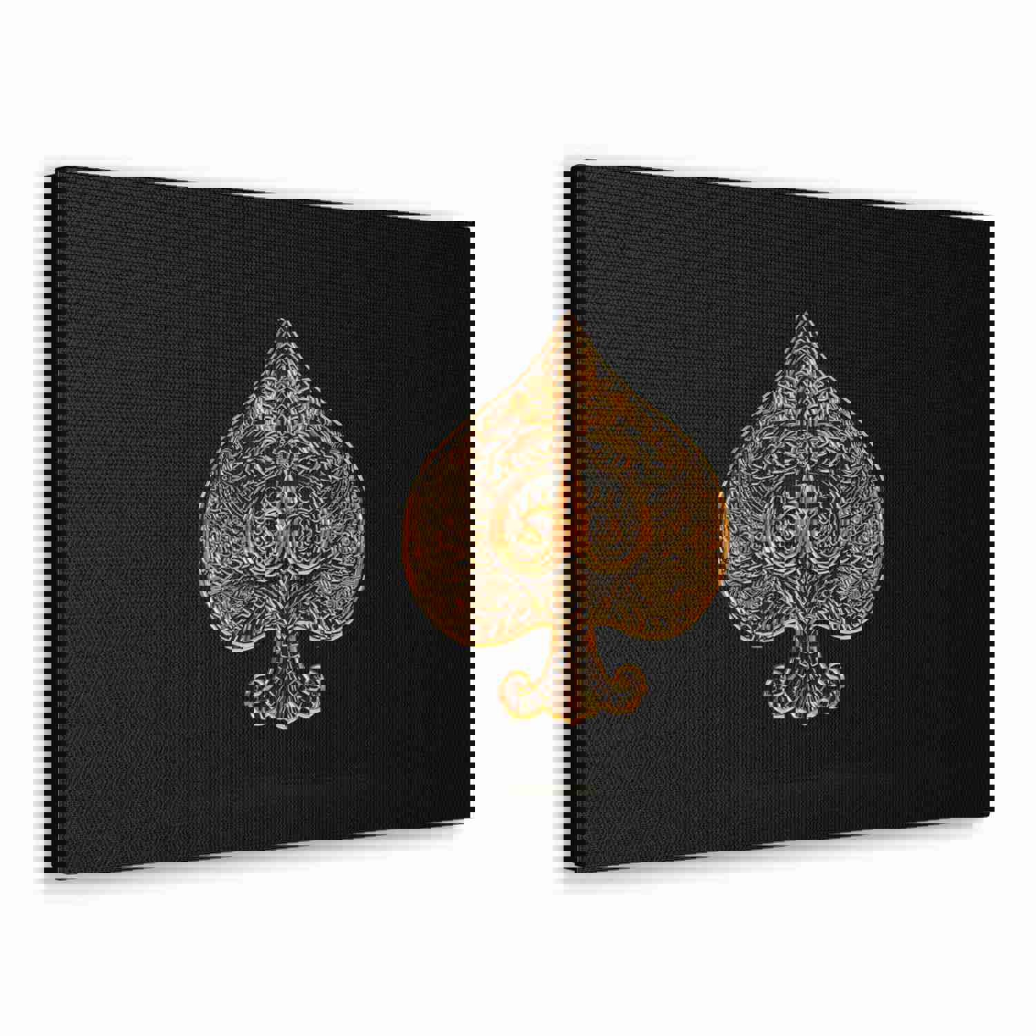 3D Gold Spades Playing Card Canvas Wall Art - Ready-to-Hang Home Decor