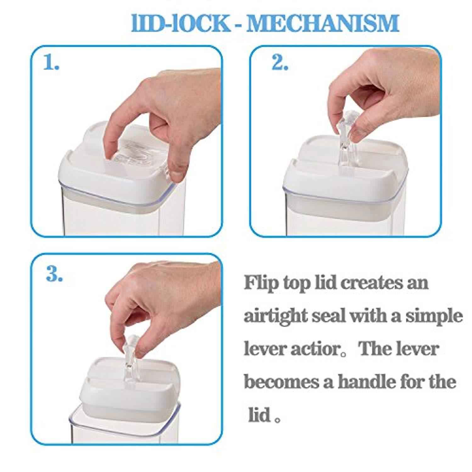 U-miss Airtight Food Storage Container Set - BPA Free Plastic with White Lids