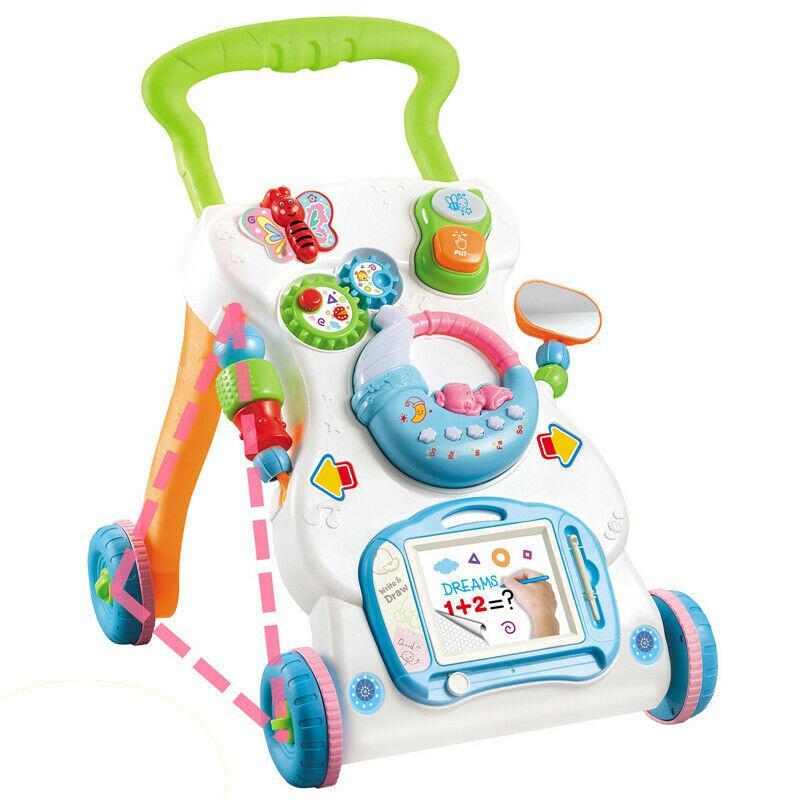 Interactive Baby Walker 3 in 1 - First Steps Push Along Bouncer Activity Music Toy