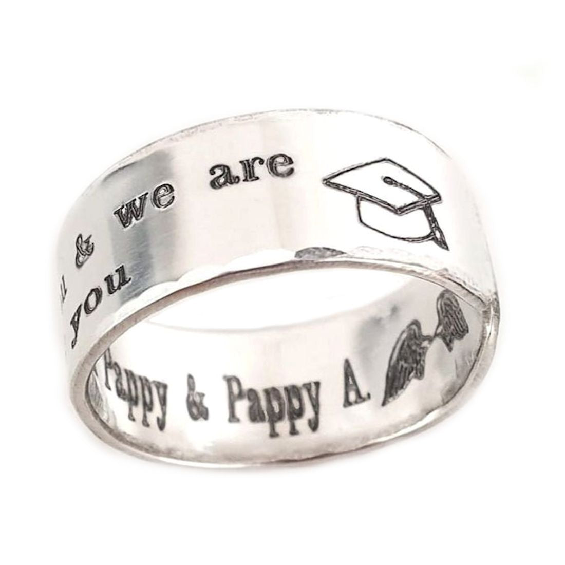 Personalized Sterling Silver Graduation Ring - Engravable University or College Gift