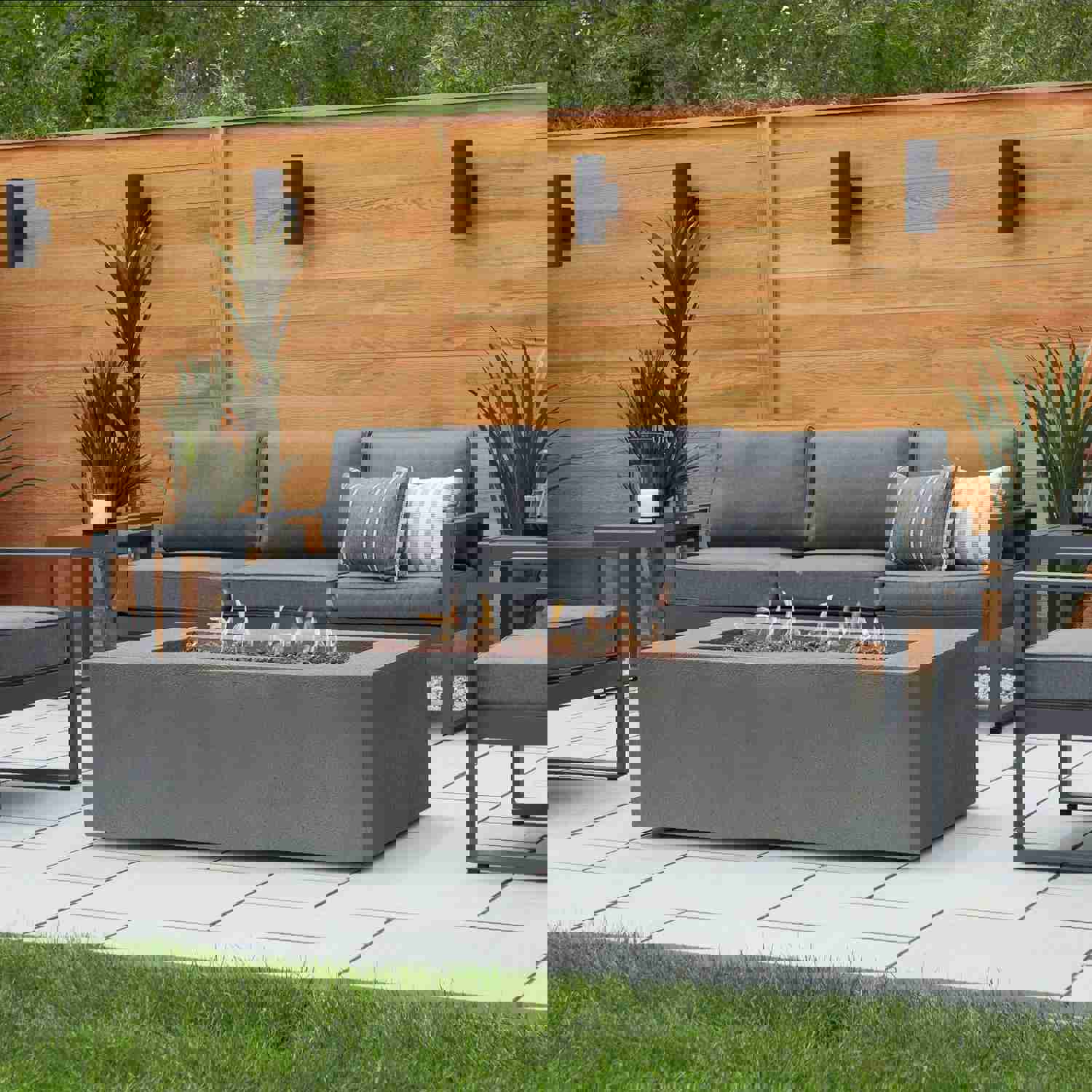 Real Flame Baltic Rectangle Natural Gas Fire Pit Table