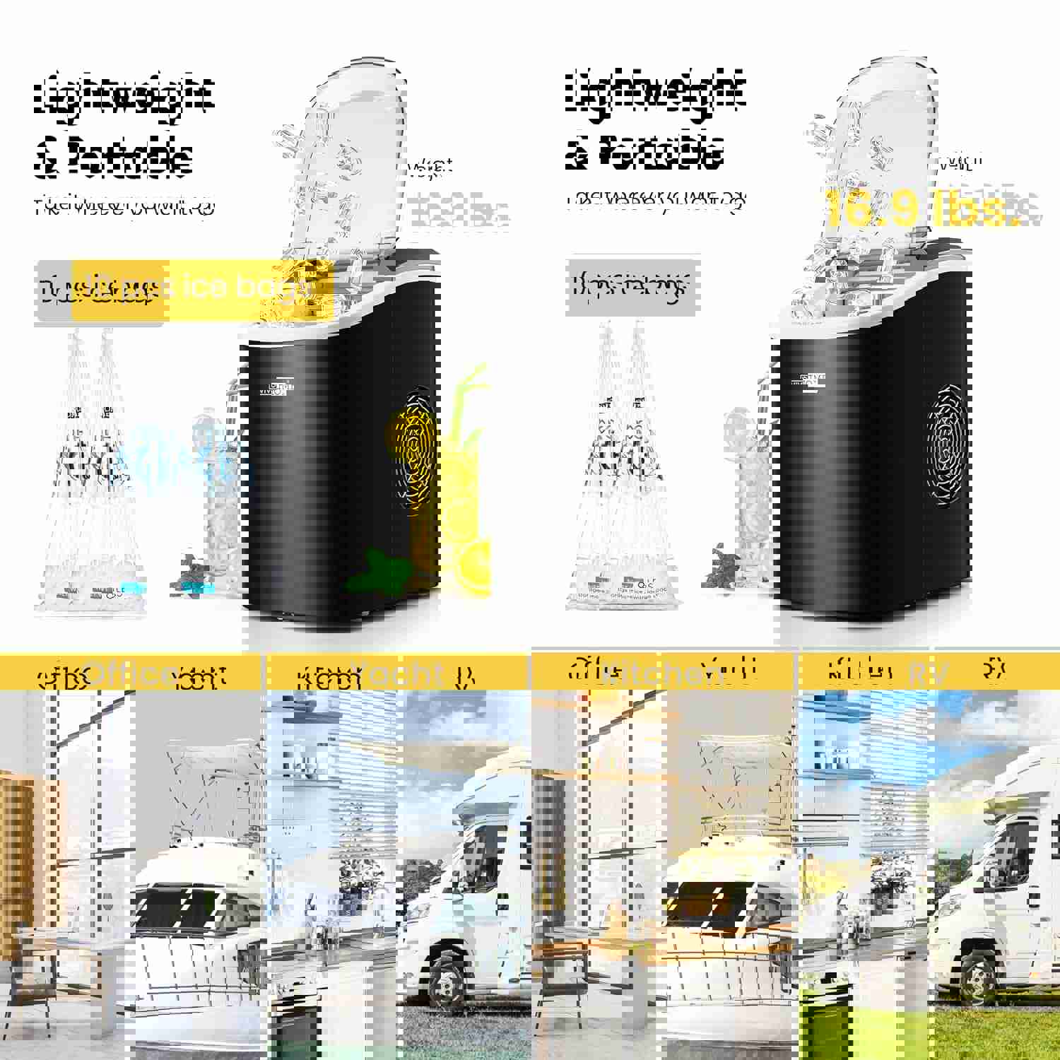 VIVOHOME Portable Electric Ice Cube Maker Machine with Self-Cleaning Function, 27Lbs/Day, Black