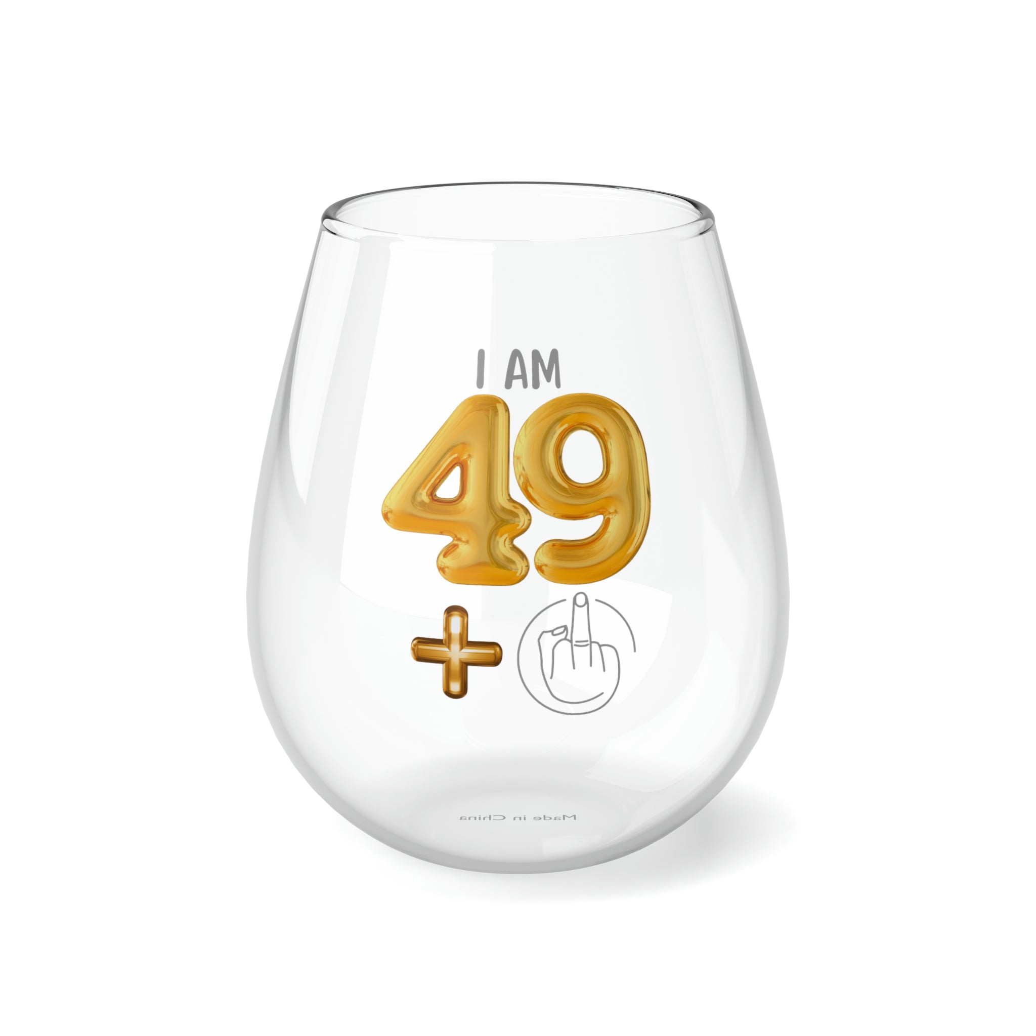 50th Birthday Stemless Wine Glass - Funny Gift with Middle Finger Design