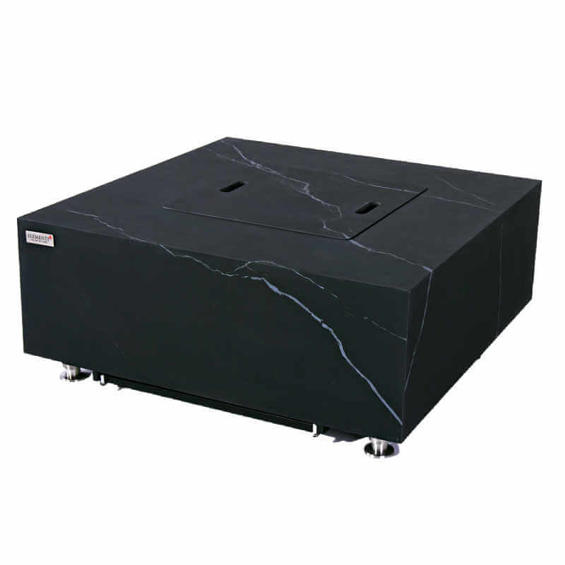 Elementi Plus Sofia Black Marble Porcelain Square Fire Pit Table - OFP103BB