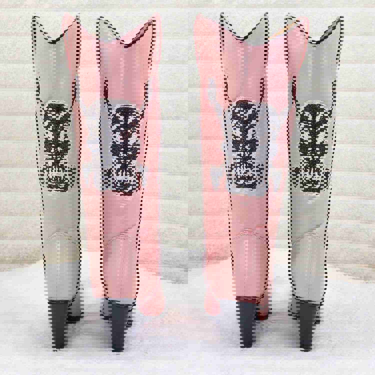 Ghost Rider Embroidered Skull & Bones Vegan Leather Cowboy Boots