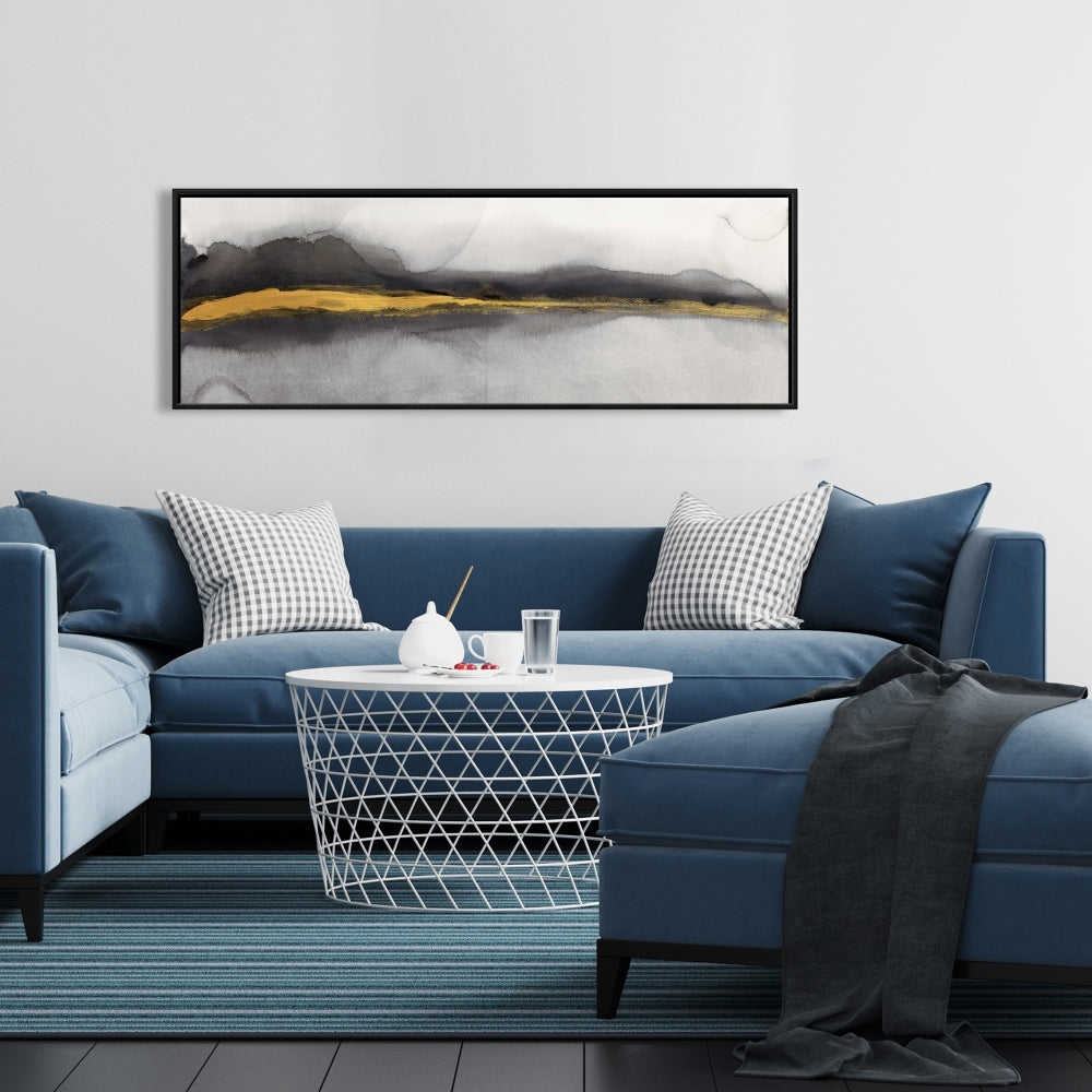 Gold Stripe Abstract Fine Art Gallery Wrapped Canvas 16x48