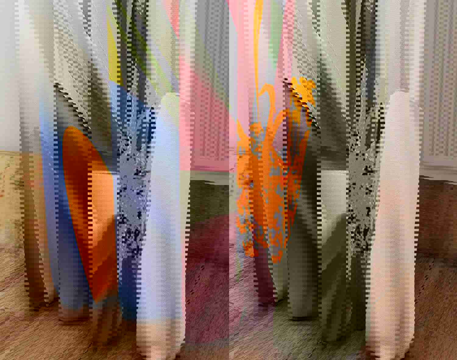 Modern Gray Floral Window Curtains - Light-Filtering & Elegant