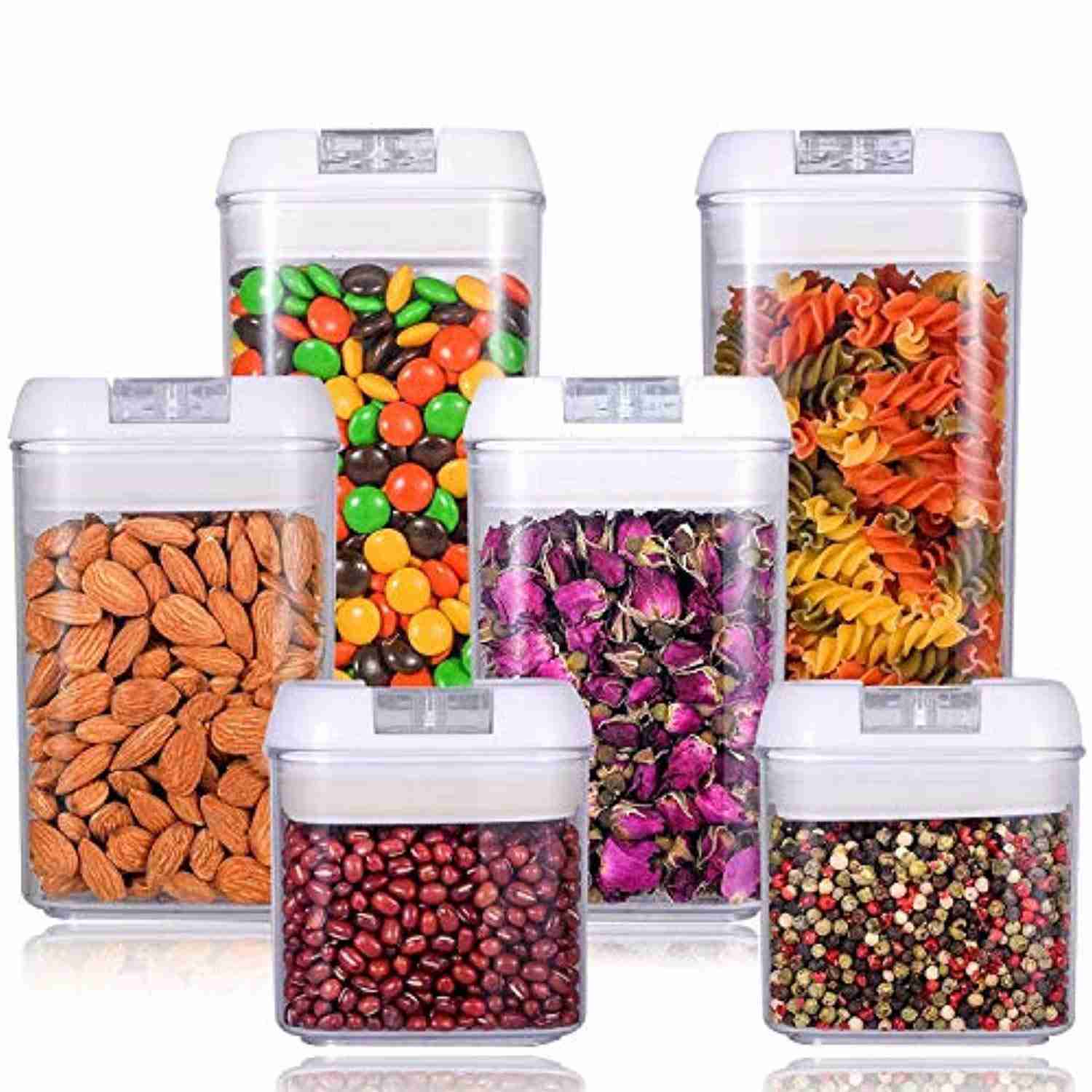 U-miss Airtight Food Storage Container Set - BPA Free Plastic with White Lids