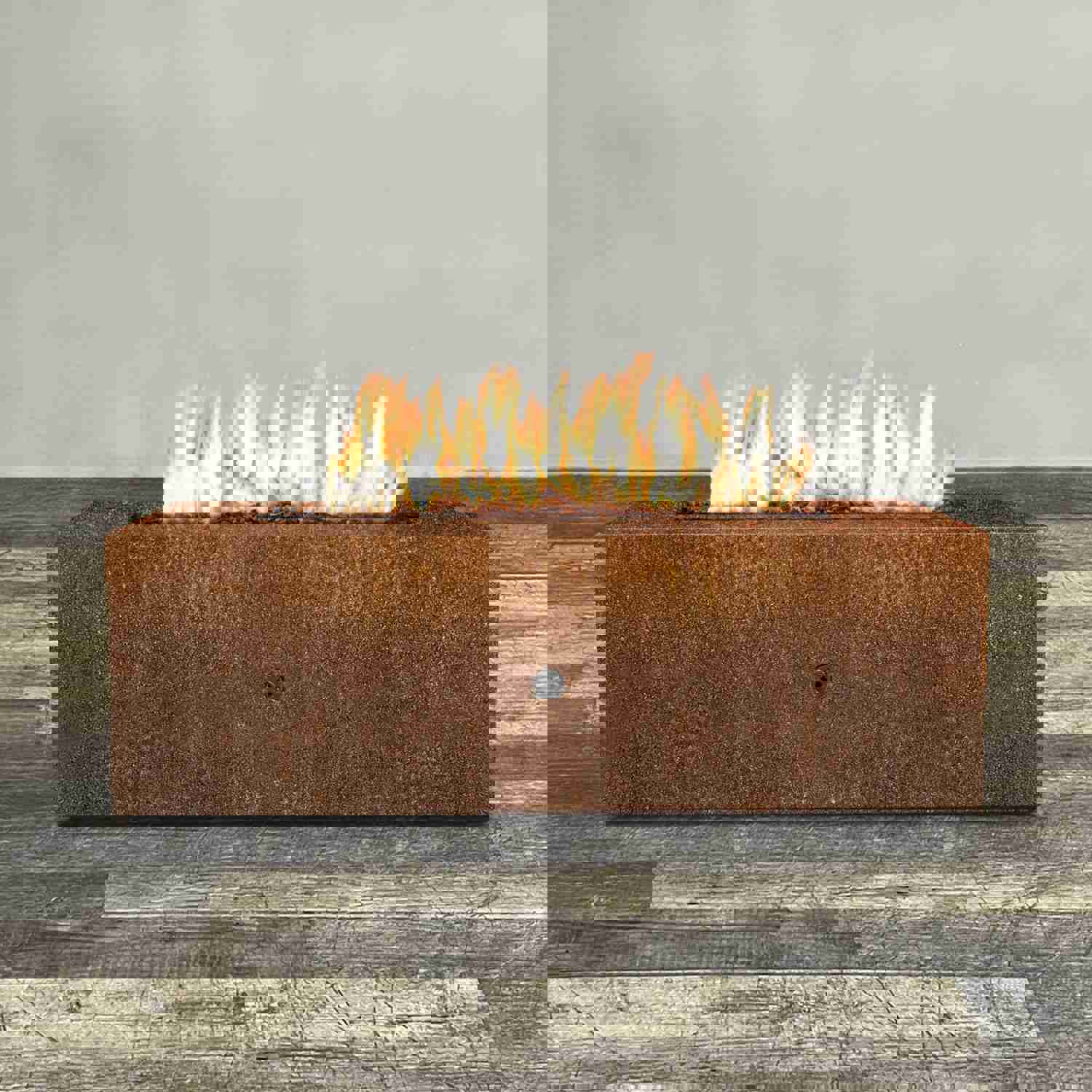 Starfire Designs Metal Gravity 60 x 24 Linear Corten Steel Gas Fire Pit with Propane Tank Access Door