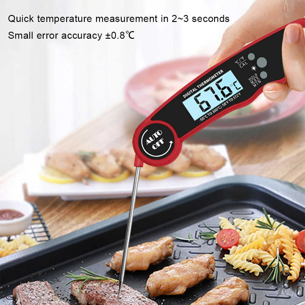 Portable Collapsible Digital Food Thermometer for Meat, Water, Milk, Cooking, BBQ, and Oven