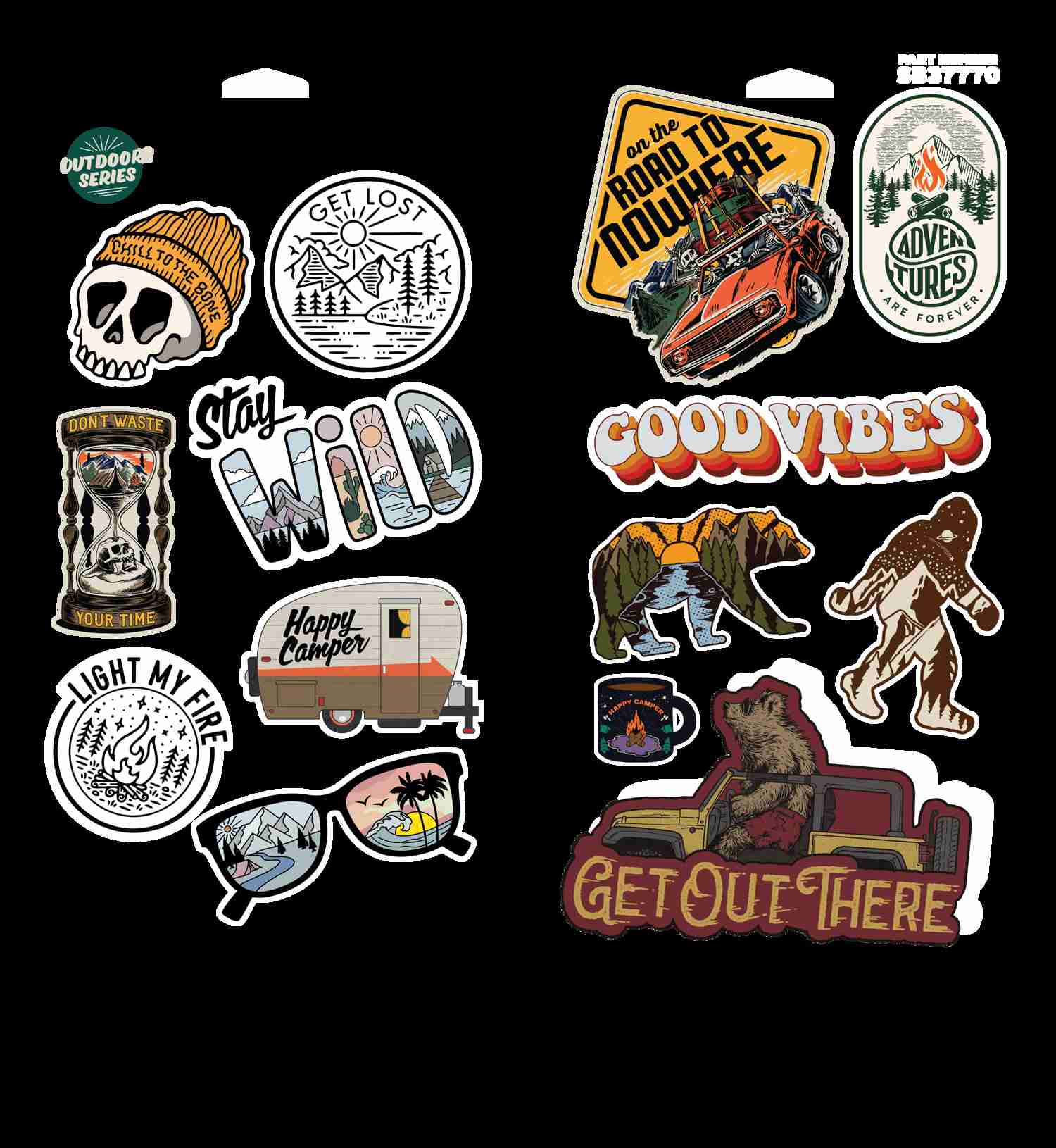 OUTDOOR Series Sticker Bomb Pack - 14 Unique Decals for Outdoor Enthusiasts