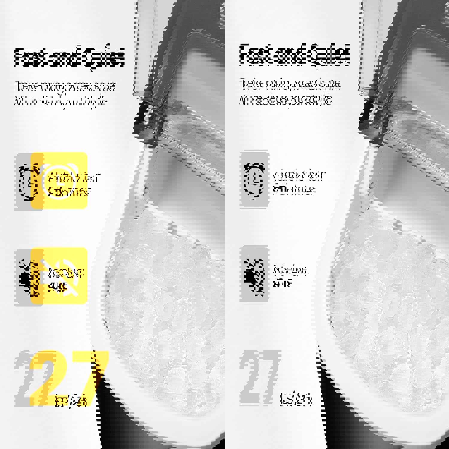 VIVOHOME Portable Electric Ice Cube Maker Machine with Self-Cleaning Function, 27Lbs/Day, Black