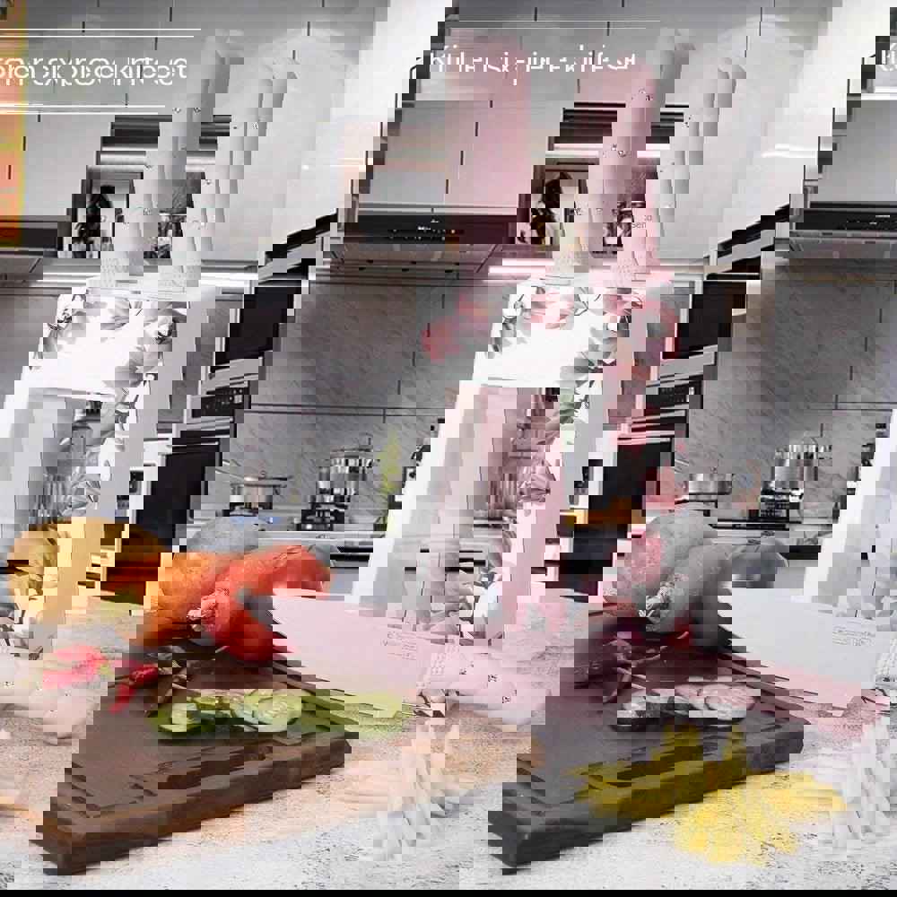 5pcs Stainless Steel Kitchen Knife Set - Chef, Bread, and Fruit Knives - Sharp and Portable