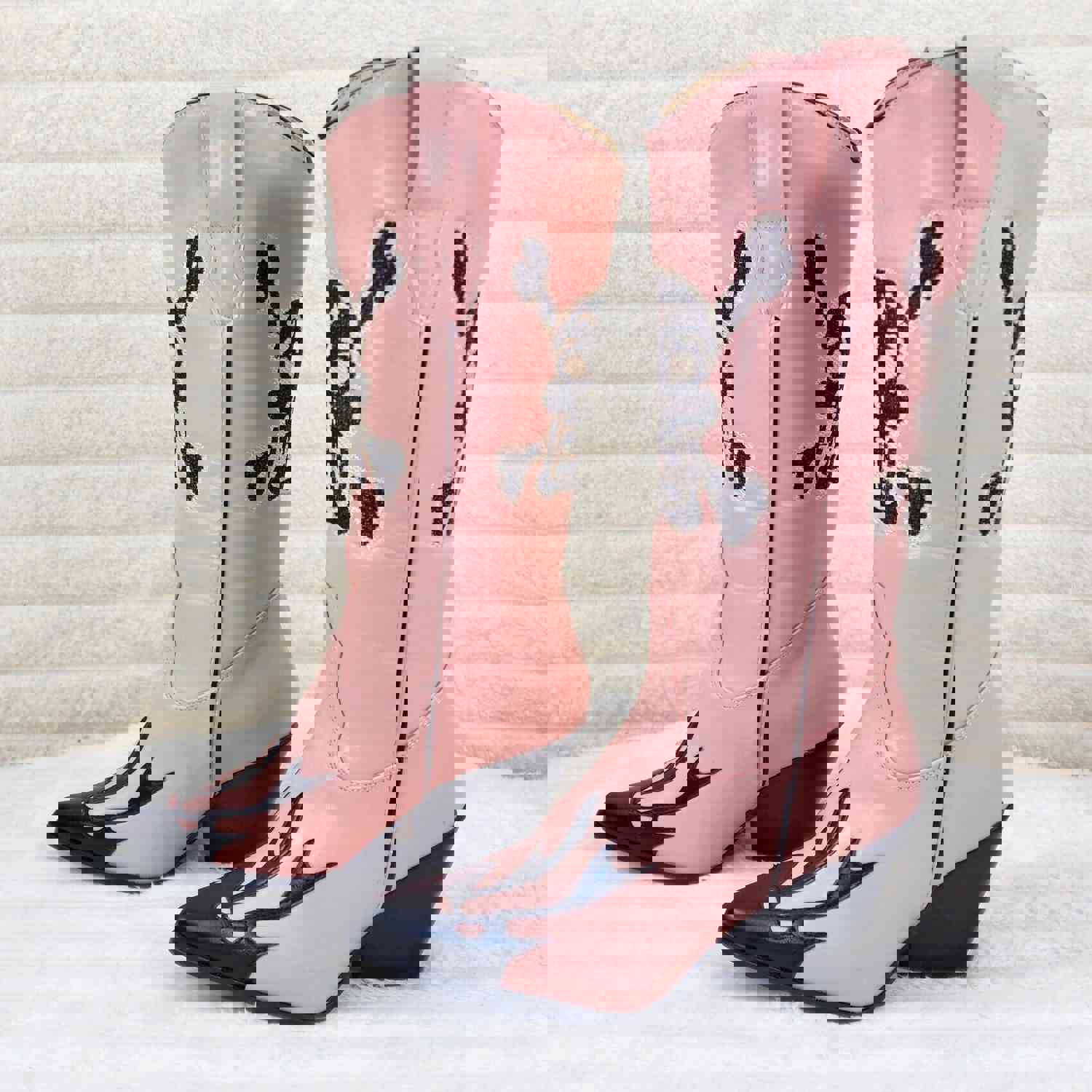 Ghost Rider Embroidered Skull & Bones Vegan Leather Cowboy Boots