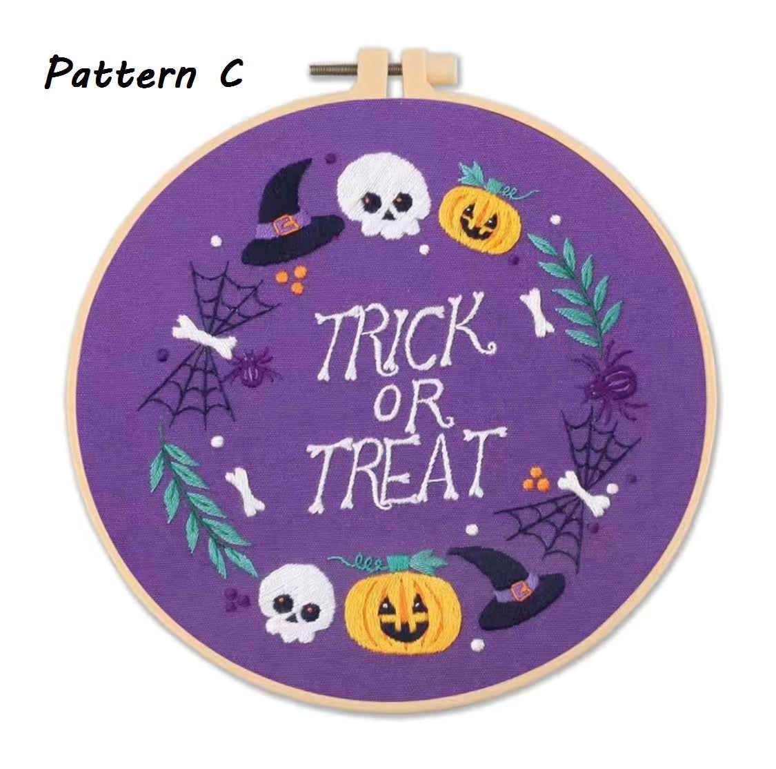 Halloween DIY Embroidery Kit - Spooky Pumpkin, Witch Hat & More