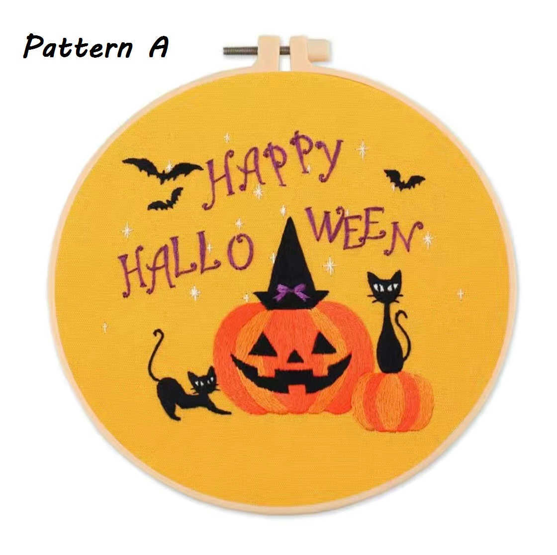 Halloween DIY Embroidery Kit - Spooky Pumpkin, Witch Hat & More