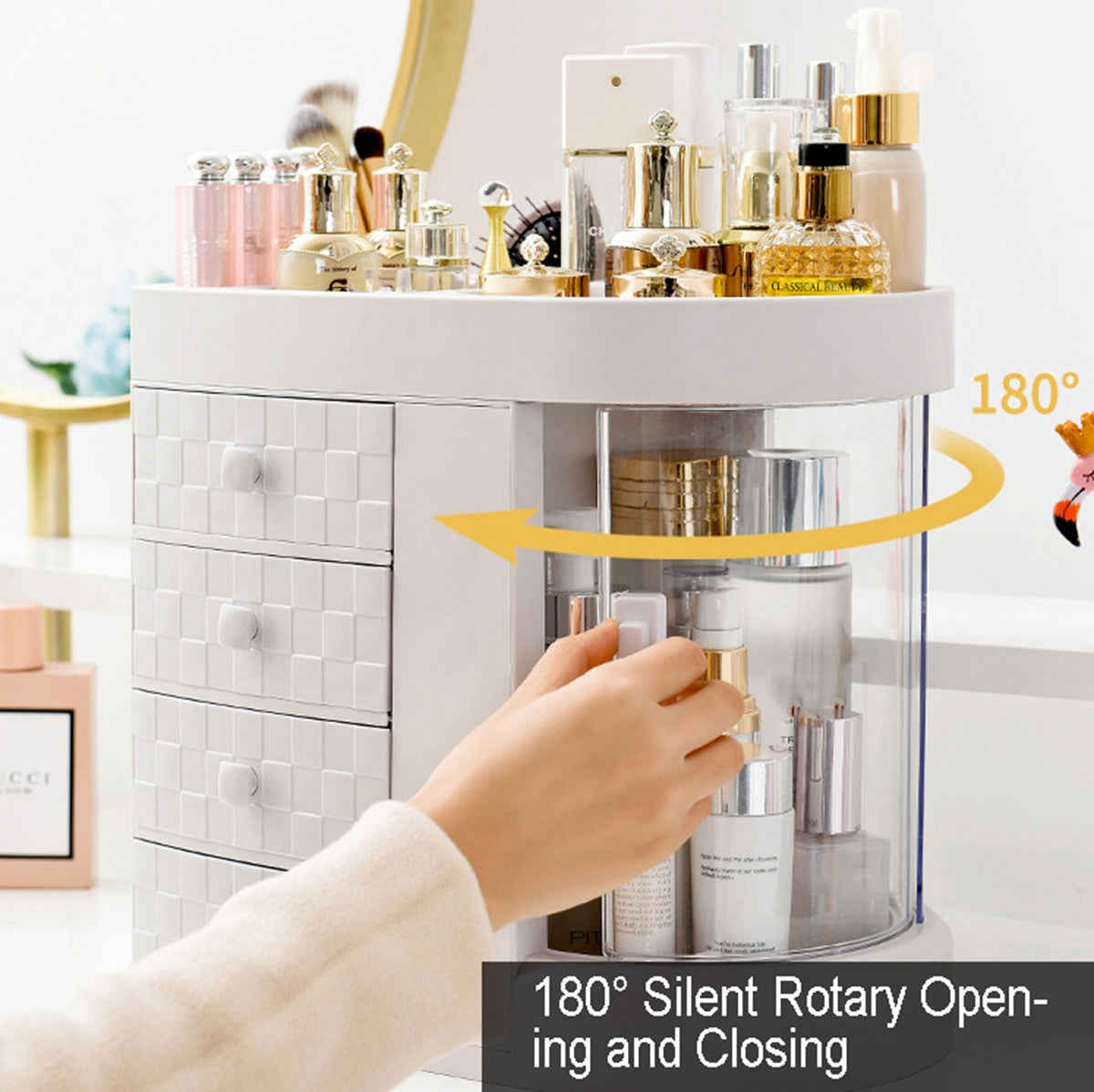 Transparent Desktop Dressing Box with Large-Capacity Drawers for Skin Care and Makeup Storage
