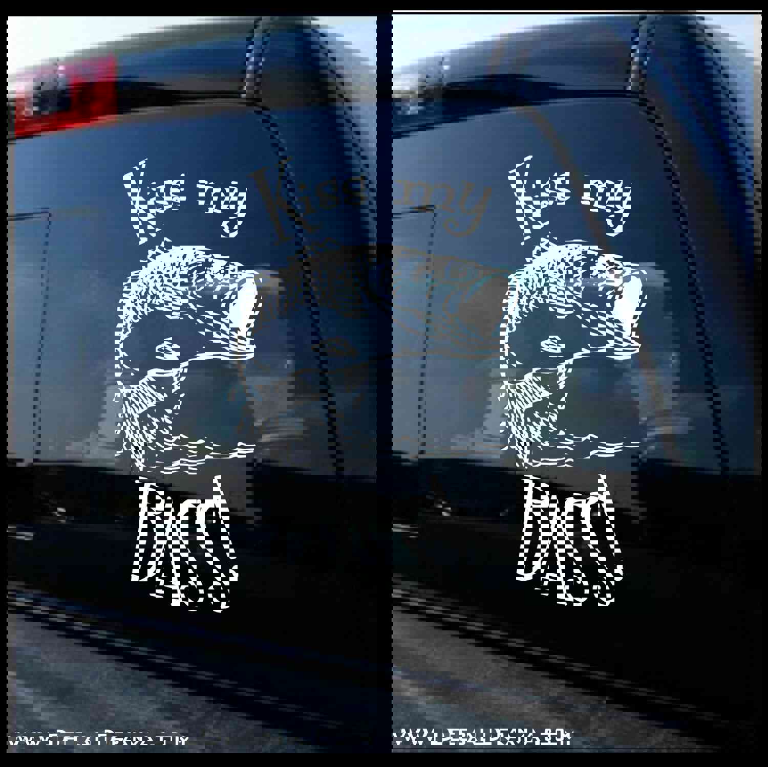 Kiss My Bass Vinyl Car/Laptop Decal with Fish Graphic