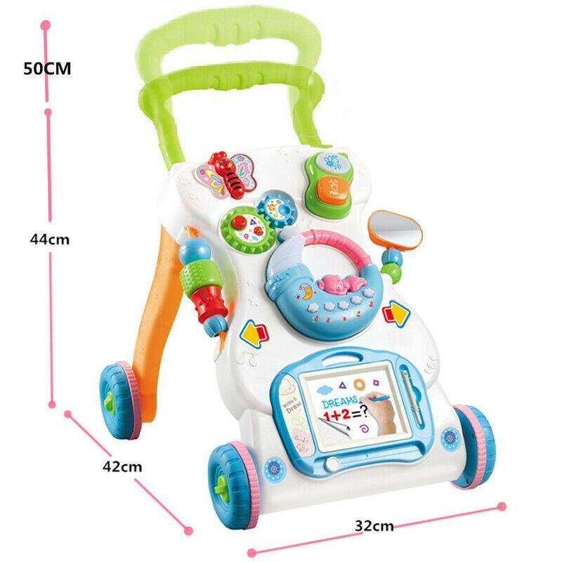 Interactive Baby Walker 3 in 1 - First Steps Push Along Bouncer Activity Music Toy