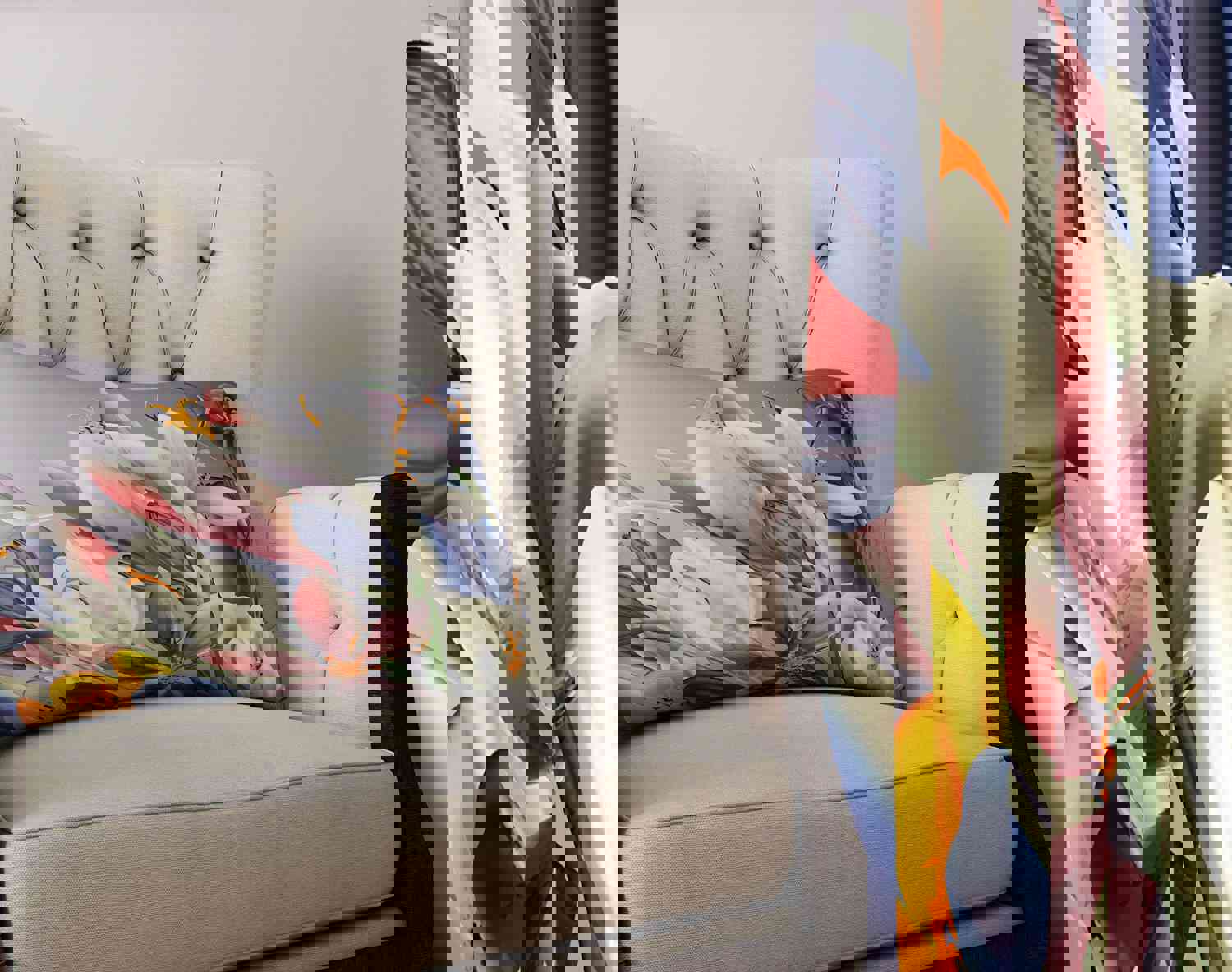 Modern Gray Floral Window Curtains - Light-Filtering & Elegant