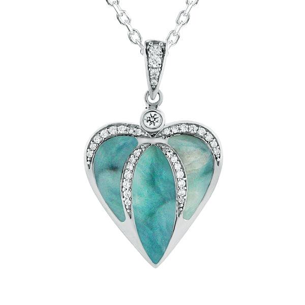 Larimar Kalo Pendant - 925 Sterling Silver with Larimar and Topaz
