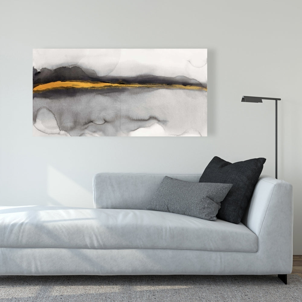 Gold Stripe Abstract Fine Art Gallery Wrapped Canvas 16x48