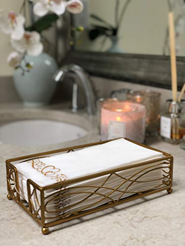 Chez JuJu Gold Elegant Sturdy Guest Napkin Holder | Disposable Paper Hand Towel Storage Tray Caddy